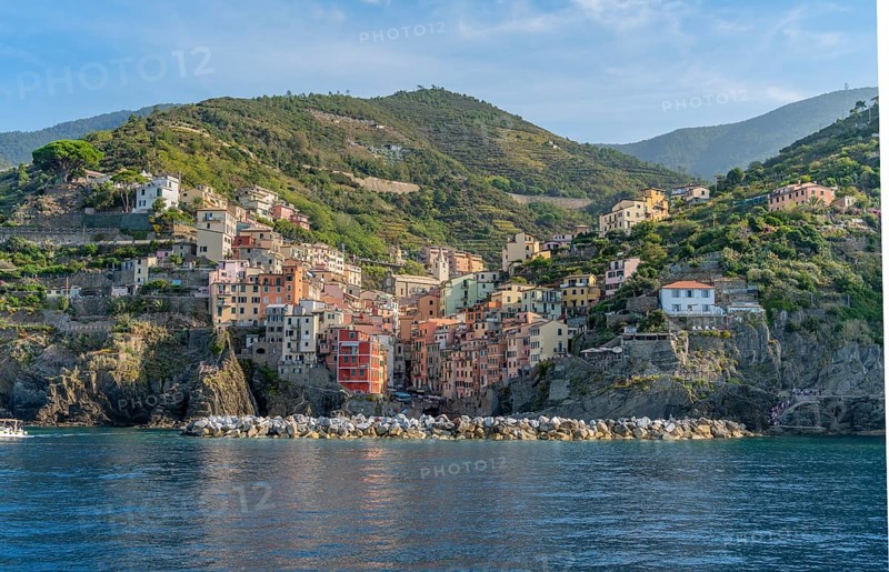 Scenery around Riomaggiore, a village at a coastal area named Cinque Terre in Liguria, located in the northwest of Italy