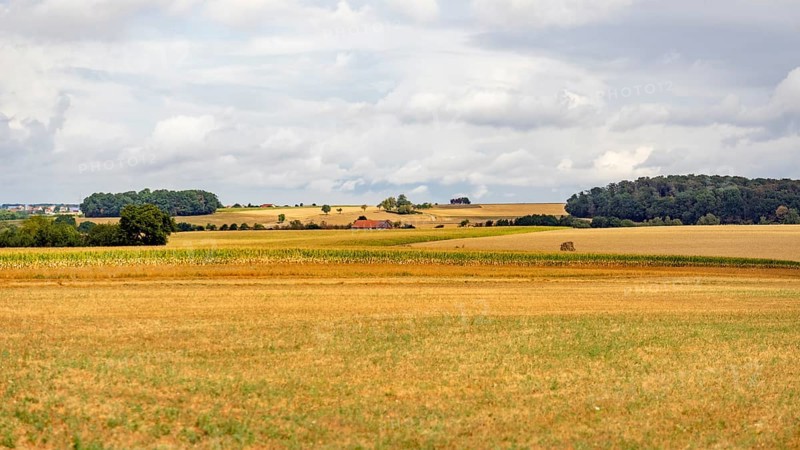 Stormy farmland scenery in Hohenlohe, an area in Southern Germany at late summer time