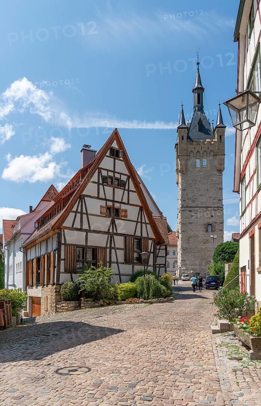 Sunny impression of Bad Wimpfen, a historic spa town in the district of Heilbronn in Southern Germany at summer time