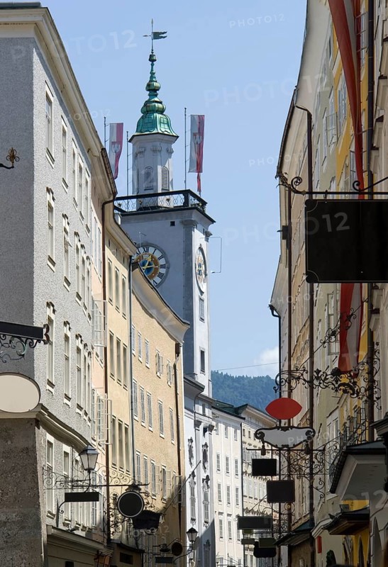Street scenery of Salzburg, a city in Austria