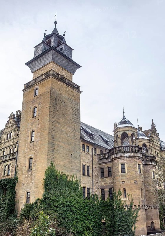 Scenery around Neuenstein Castle in Hohenlohe at winter time