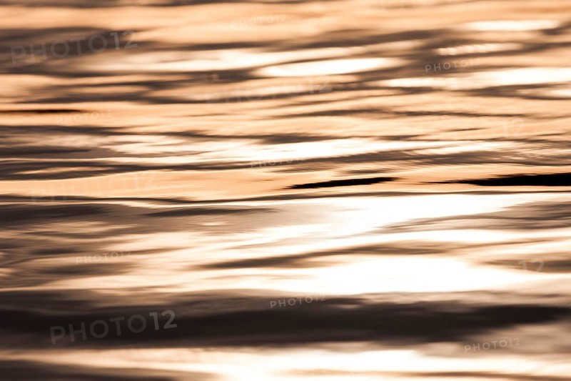 Golden light reflects on water, creating a serene ripple pattern as the sun sets in Muskoka, Ontario, Canada, North America
