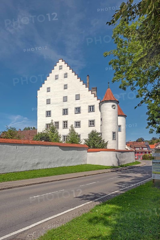 Blue sky, Old Castle in Kisslegg, Allgäu, Baden-Württemberg, Germany