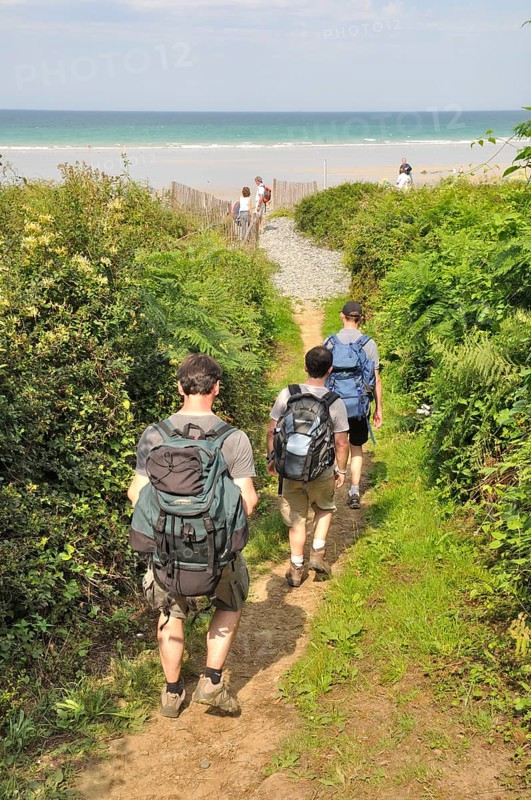 Hikers on the GR34 BRITTANY, France