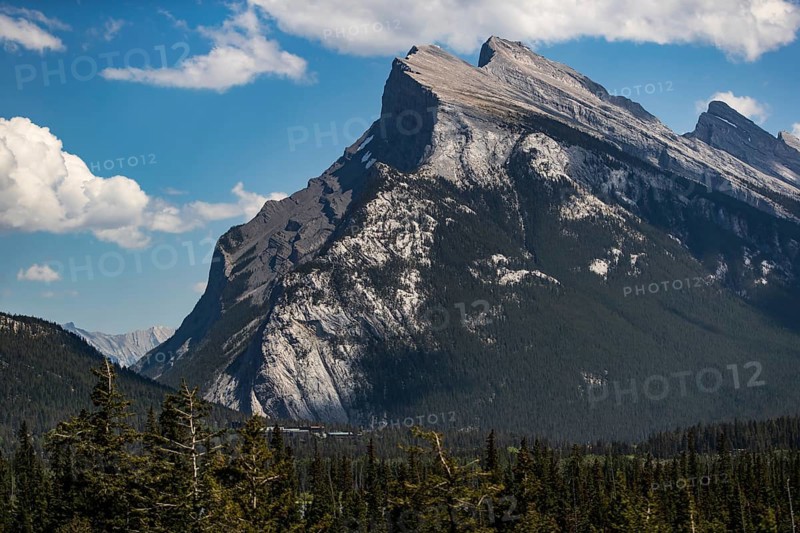 The distinctive shape of Mount Rundle found inside Banff National Park in Alberta, Canada, North America