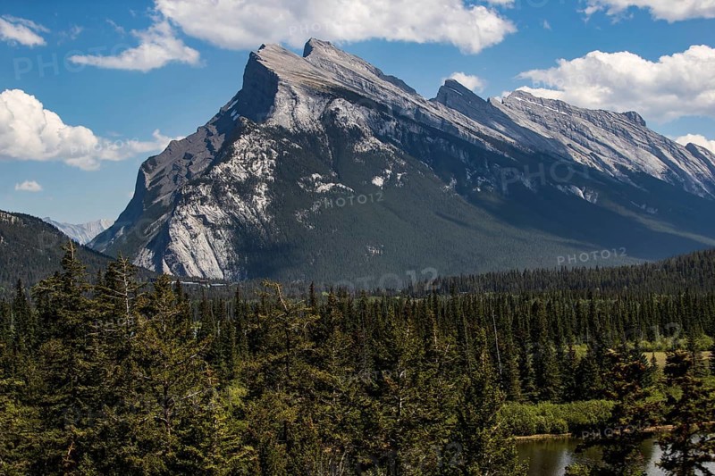 The distinctive shape of Mount Rundle found inside Banff National Park in Alberta, Canada, North America