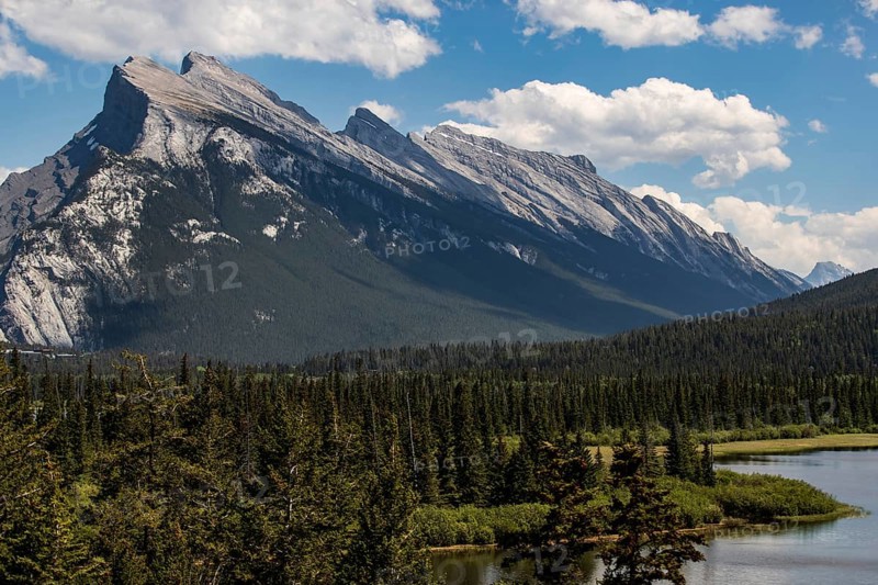 The distinctive shape of Mount Rundle found inside Banff National Park in Alberta, Canada, North America