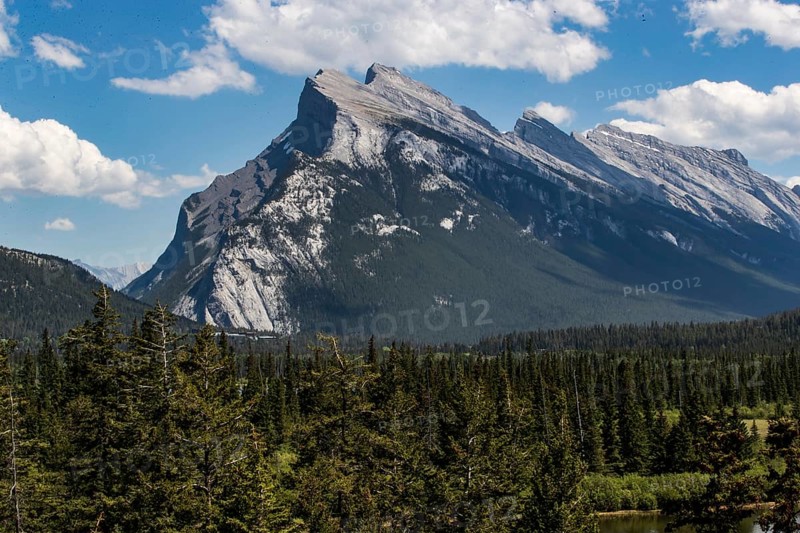 The distinctive shape of Mount Rundle found inside Banff National Park in Alberta, Canada, North America