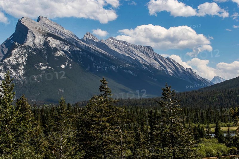 The distinctive shape of Mount Rundle found inside Banff National Park in Alberta, Canada, North America