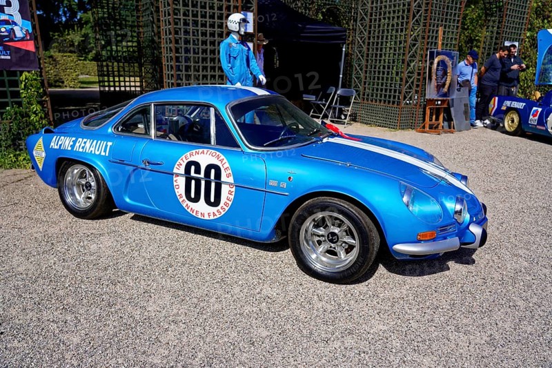 ALPINE, year of construction 1969, Oldtimer Classic, Gala International Concours d'Elegance Schwetzingen 2025, Germany, Europe, Blue vintage racing car with striking bodywork in a sporty pose