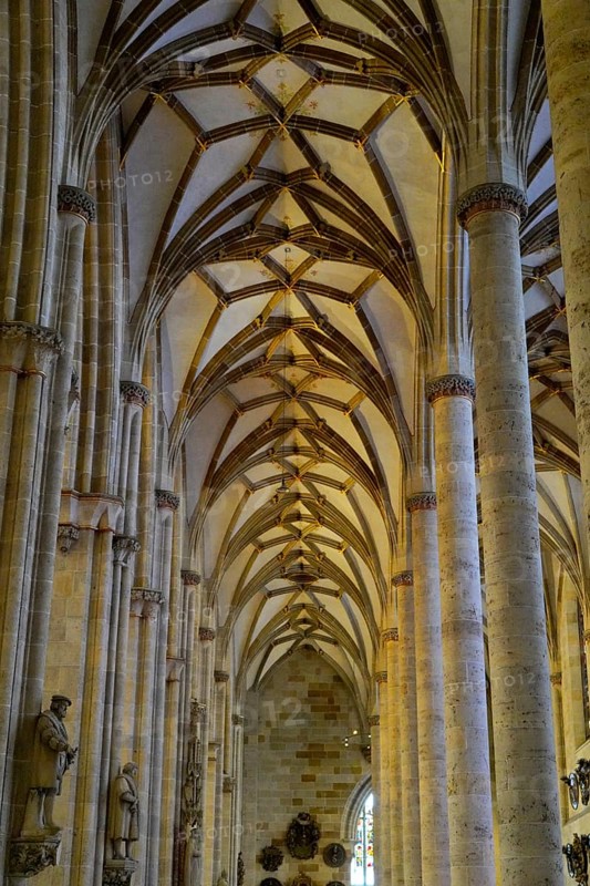 The interior of the largest Protestant church in Germany. It has the world's highest church tower, Ulm Minster, Germany, Europe, Imposing Gothic vaulted structure with arches and columns, Ulm