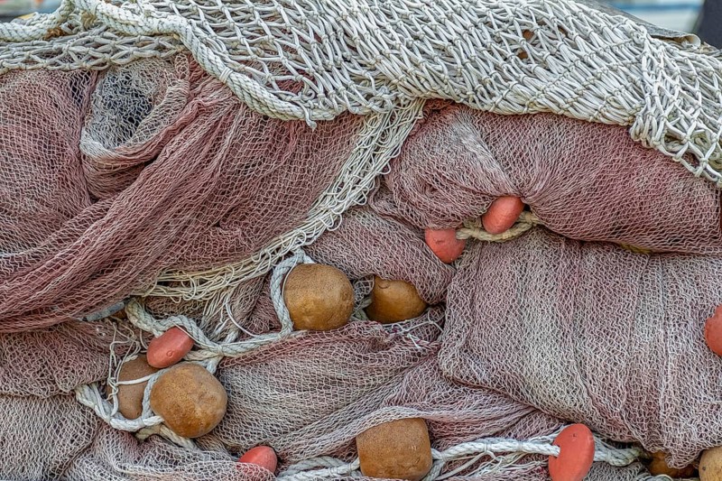 Full frame picture showing a tangled fishing net