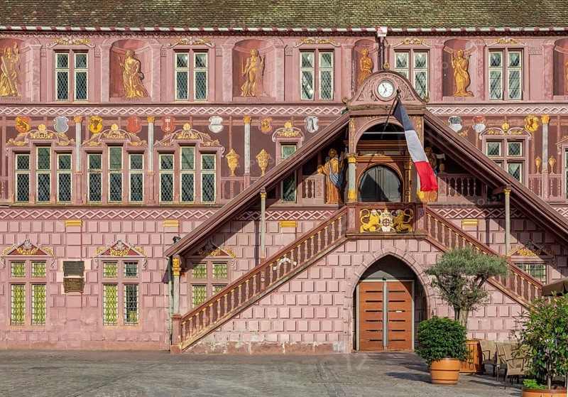 Architectural detail of Mulhouse, a city in the Alsace region in France