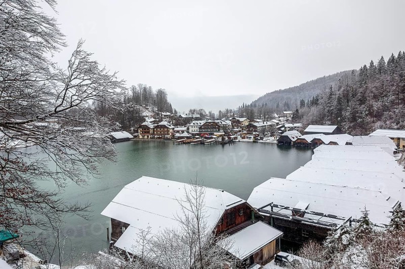 Scenery around Schoenau am Koenigssee in Bavaria at winter time