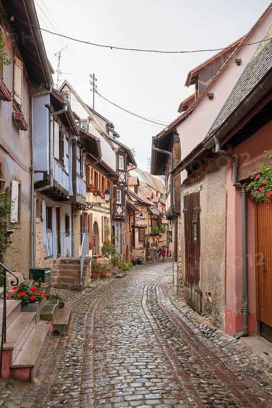 Idyllic scenery of Eguisheim, a village in Alsace, France