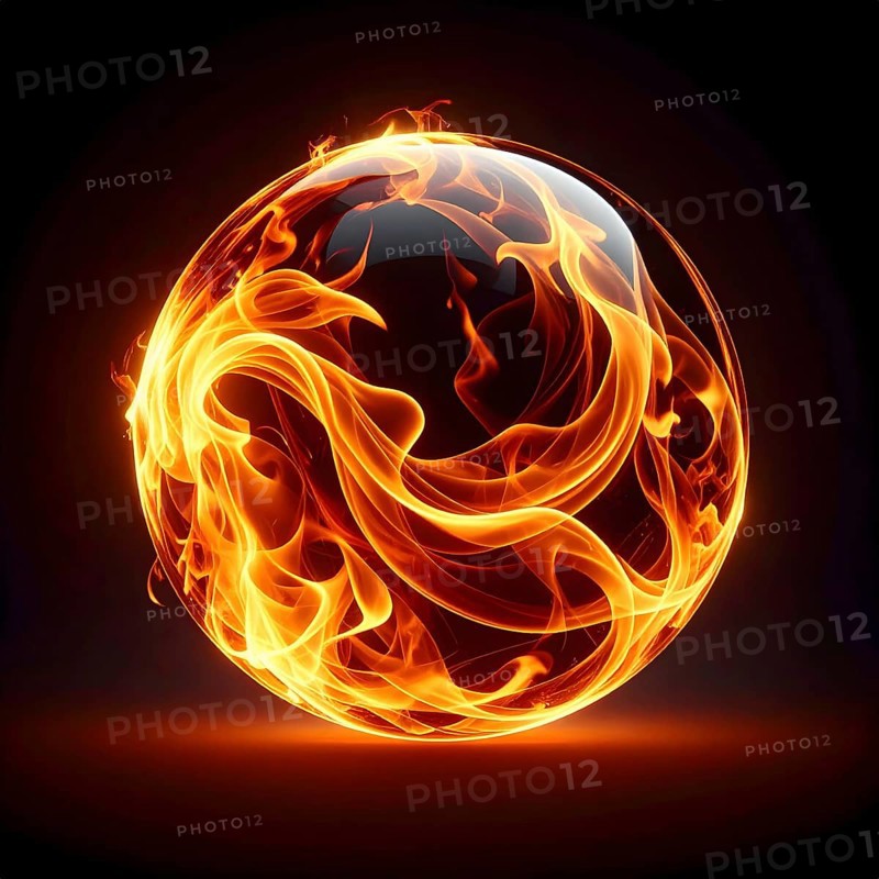 AI generated Image showing a fireball in dark ambiance