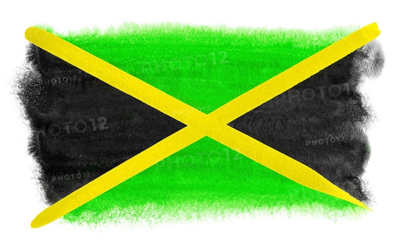 Watercolor illustration of the Jamaica flag