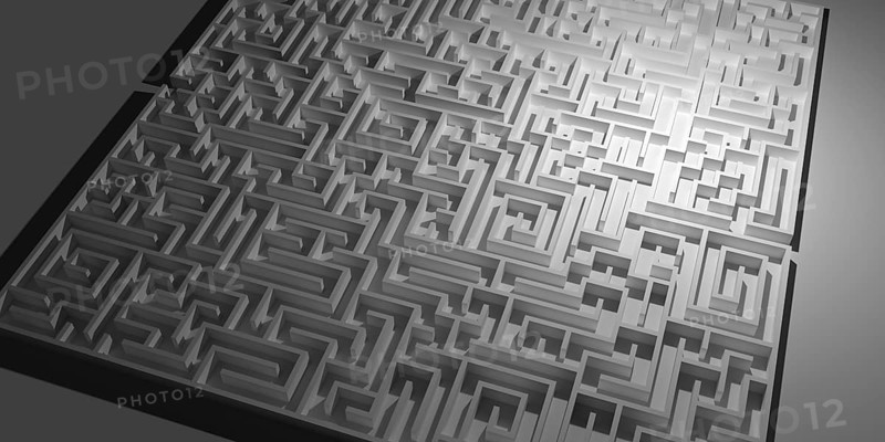 High angle view of a complex labyrinth