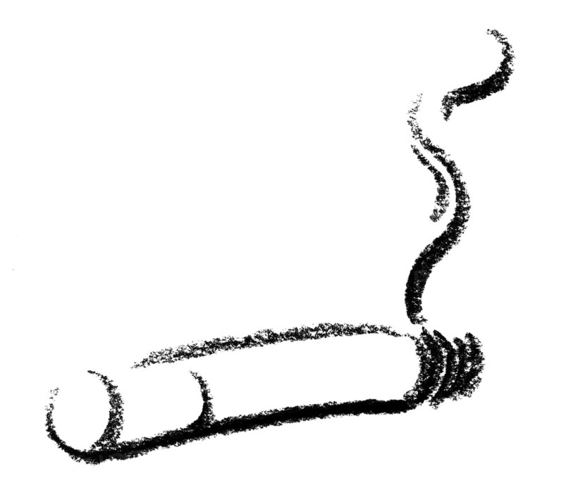 Crayon-sketched cigarette