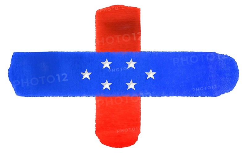 Watercolor illustration of the Netherlands Antilles flag