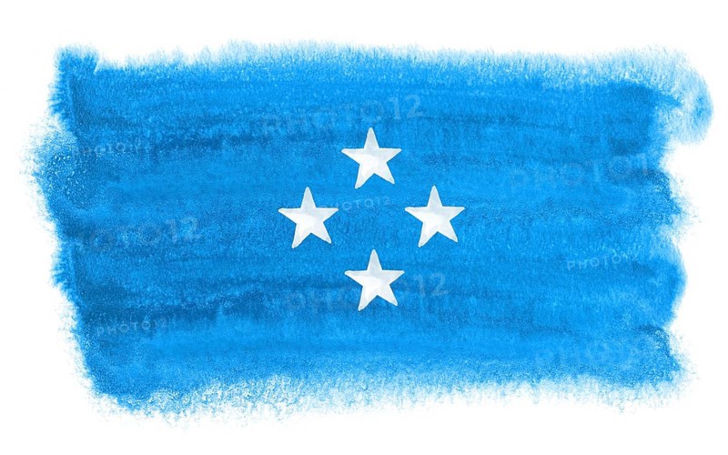 Watercolor illustration of the Micronesia flag