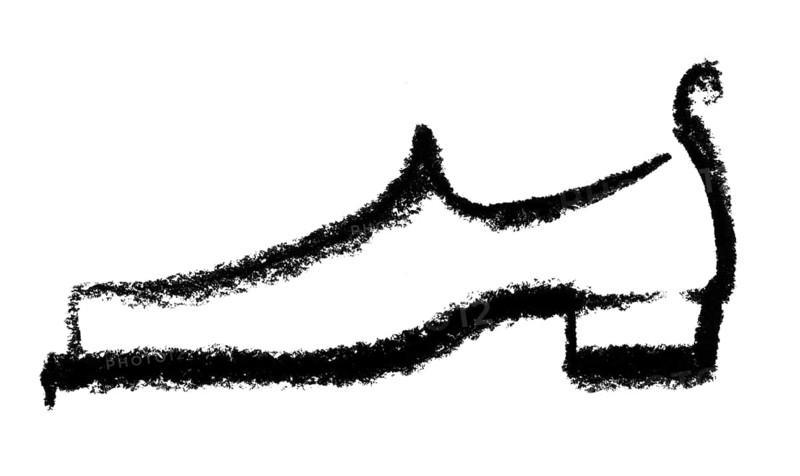 Crayon-sketched sketched man´s shoe