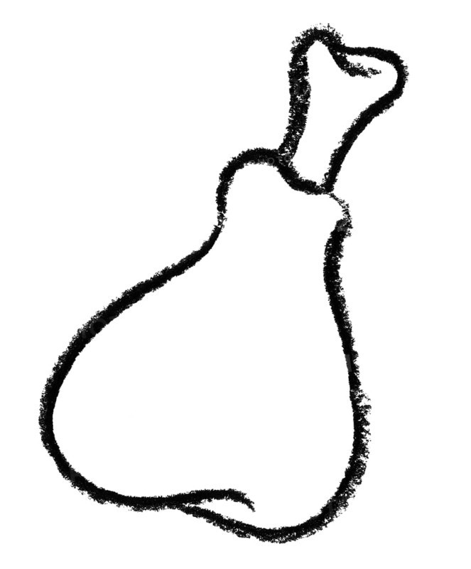 Crayon-sketched sketched haunch
