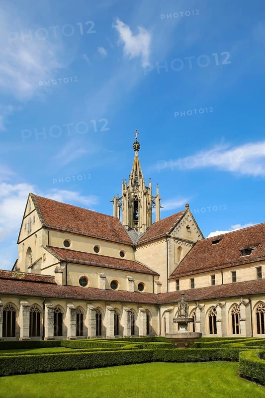 Bebenhausen Monastery, Gothic cloister, sacred building, historic building, architecture, former Cistercian abbey, medieval monastery, cloister garden, monastery church, fountain, listed building, Bebenhausen district of the university town of Tübingen, Schönbuch, Baden-Württemberg, Germany