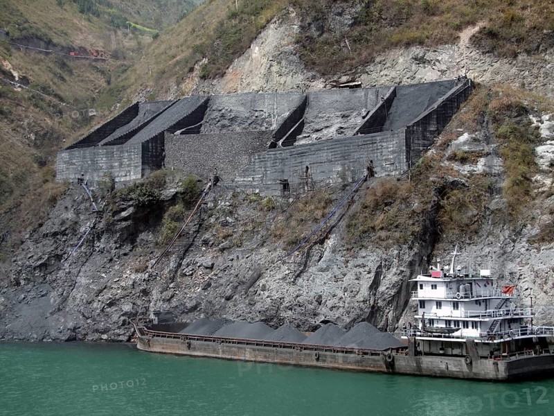 Chinese cargo ship and gravel distribution at yangtze river