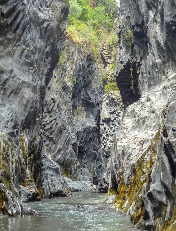 Scenery at the Alcantara Gorges in Sicily, Italy