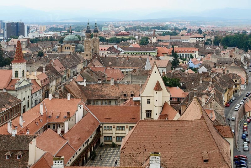 Aerial view of Sibiu, a city in Romania