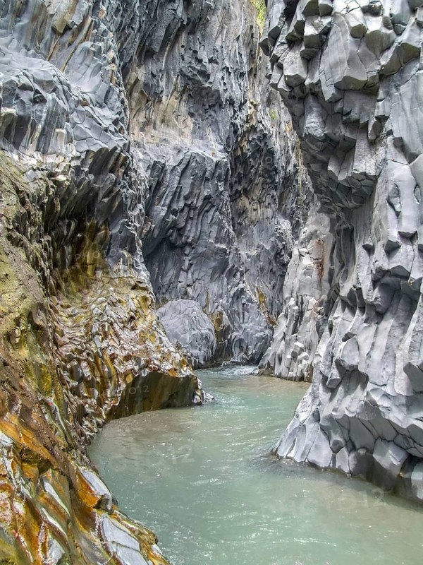 Scenery at the Alcantara Gorges in Sicily, Italy