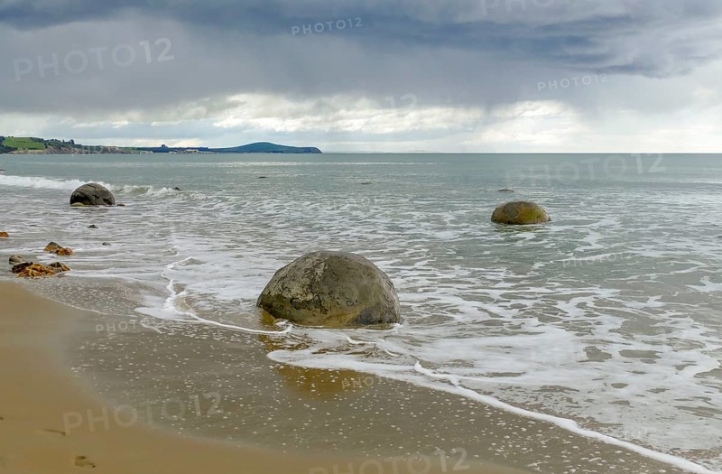 The Moeraki Boulders at Koekohe Beach in New Zealand