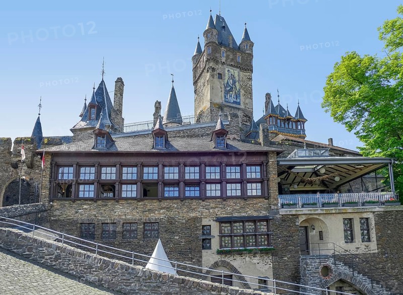 Impression of Cochem Imperial Castle at Moselle river in Rhineland-Palatinate, Germany, at summer time
