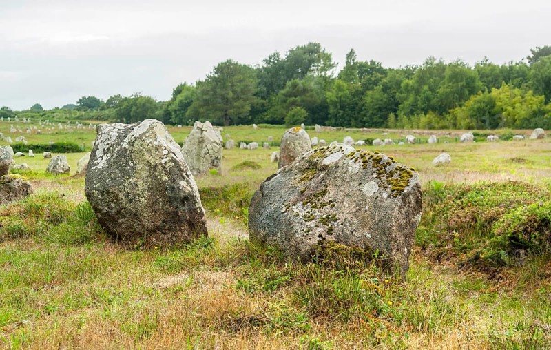 Scenery around the Carnac stones, a megalithic site in Brittany, France