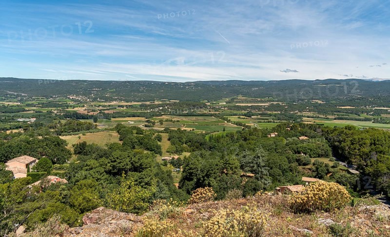 Aerial impression around Roussillon, a commune in the Vaucluse department of the Provence region in southern France