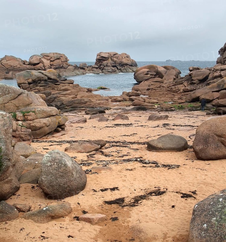 Waterside scenery around Perros-Guirec at the Pink Granite Coast in Brittany, France