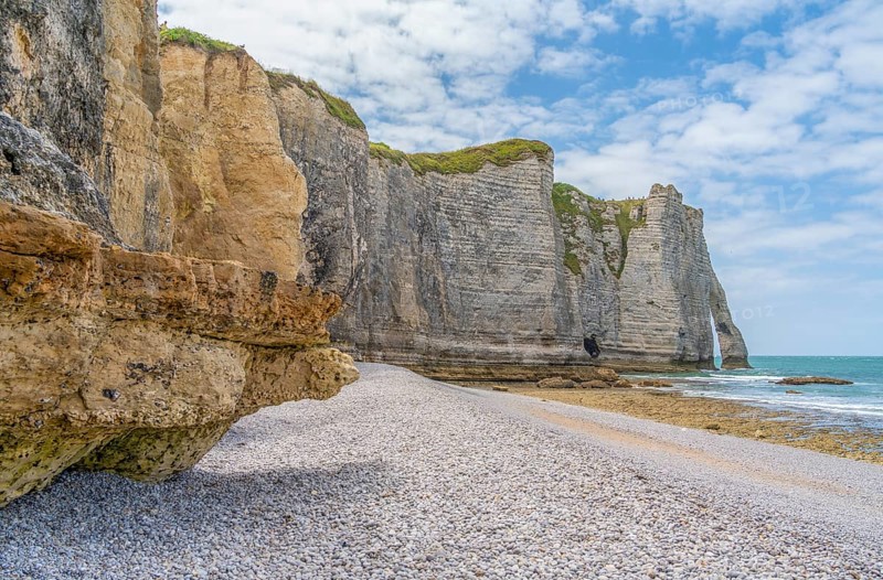 Coastal scenery around Etretat, a commune in the Seine-Maritime department in the Normandy region of Northwestern France