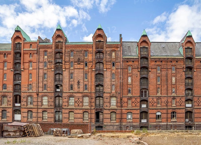Scenery at the Speicherstadt, a historic warehouse district in Hamburg, Germany