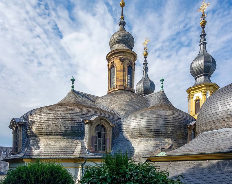 Roof of a little chapel named Kaeppele, located on a hill above Wuerzburg, a city in the Franconia region in Bavaria, Germany