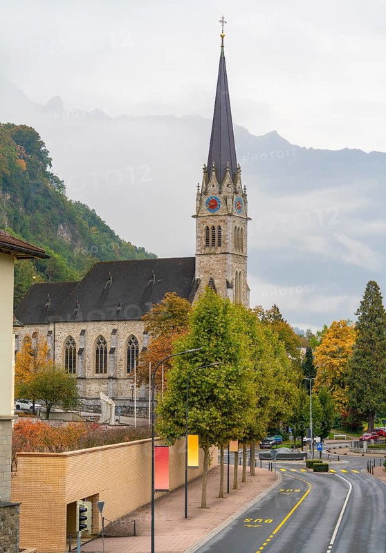 Impression of Vaduz, the capital city of Liechtenstein at autumn time