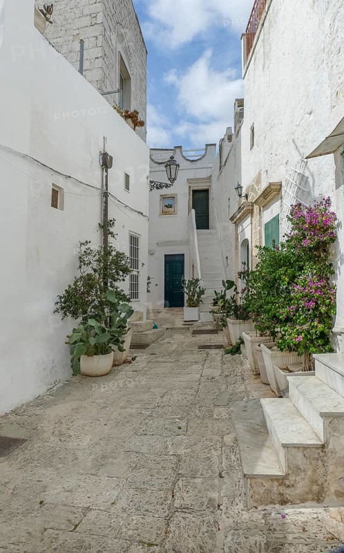 Alleyway in Ostuni, a city in Apulia, Italy