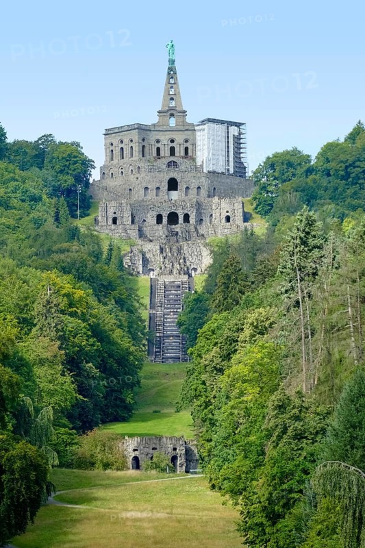 The Hercules monument at the Bergpark Wilhelmshoehe in Kassel, Germany