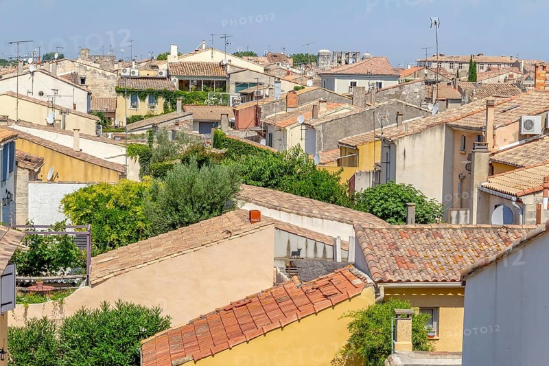 High angle view of a commune named Aigues-Mortes in France