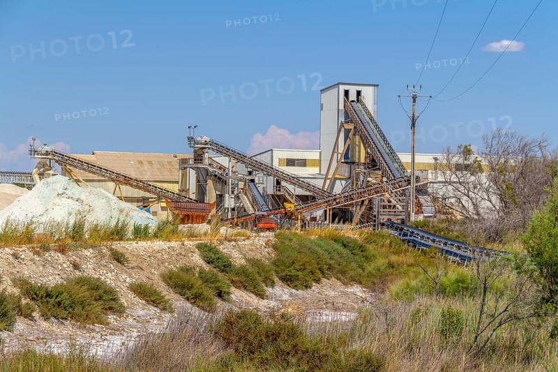 Salt production facility around Salin-de-Giraud located in in the Camargue area in southern France
