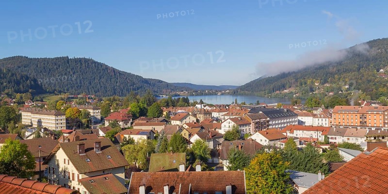 Aerial view of Gerardmer, a commune in the Vosges department in Grand Est in northeastern France