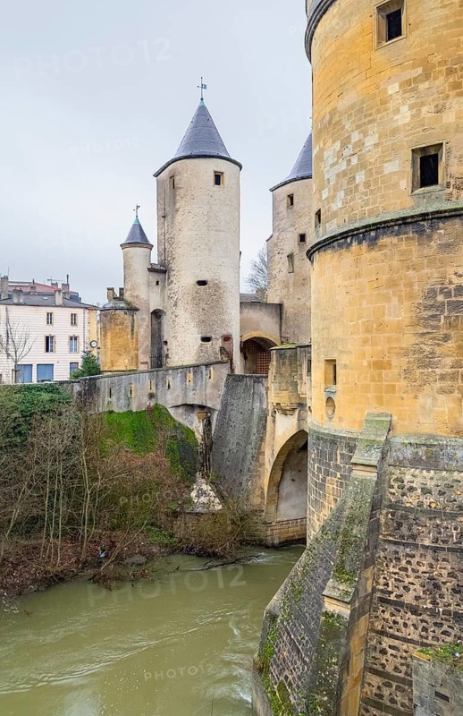 Bridge castle and city gate named Germans Gate in Metz, a city in the Lorraine region in France