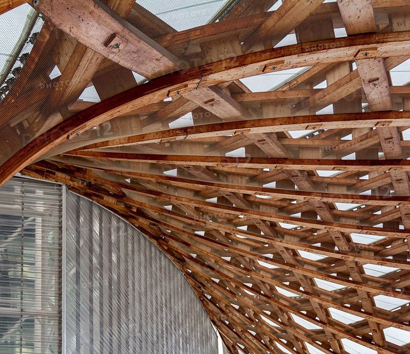 Roof substructure seen at the Centre Pompidou-Metz, a museum of modern and contemporary art in Metz, a city in the Lorraine region in France