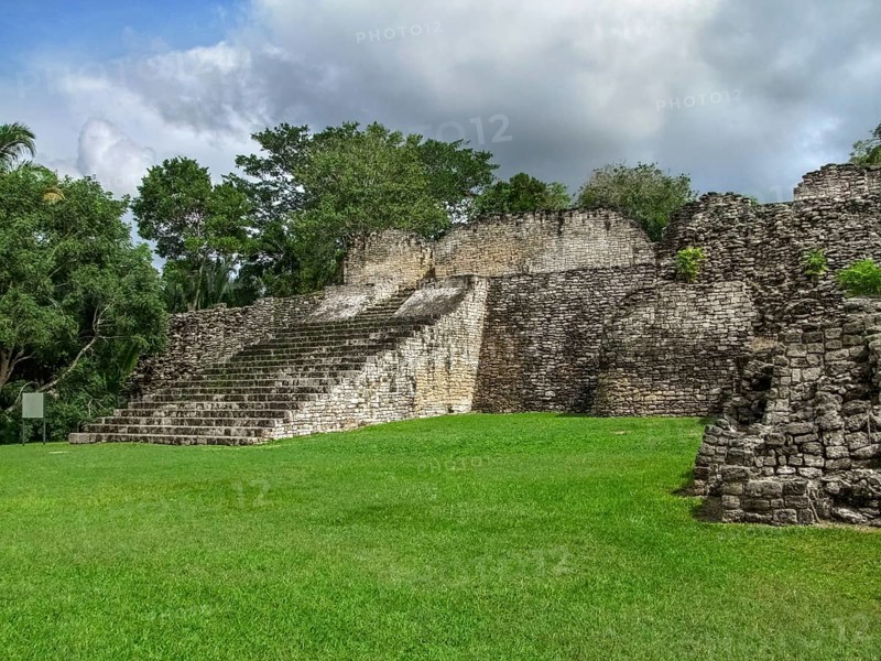 Ruins of a mayan temple in Kohunlich, Mexico