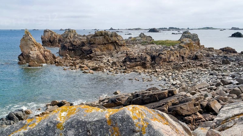 Summer scenery at the Pink Granite Coast in Brittany, France
